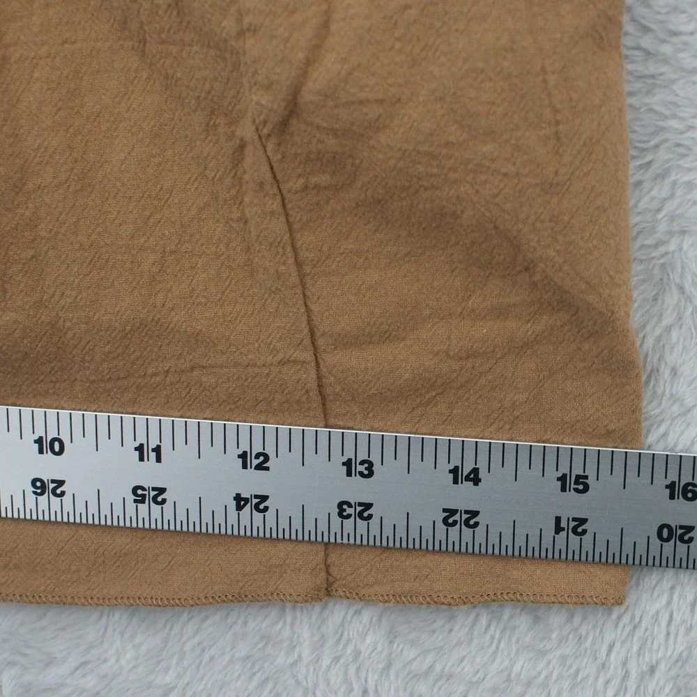 Womens Camel Brown Tiered Wide Leg Smocked Waist Boho Flowy Palazzo Pants Medium - Picture 8 of 10